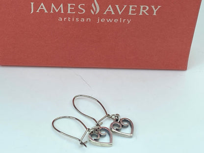 Heart Shaped James Avery Retired Dangle Earrings 925 Sterling Scrolled JR647
