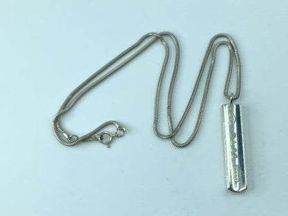 Tiffany & Co. Sterling 1837 Bar Pendant Snake Chain 18" Necklace 19.5" 13g JR150