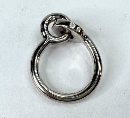 Vintage Hermès Dubbel O Silver Tone Horseshoe Charm Wide Ring with Box GS868