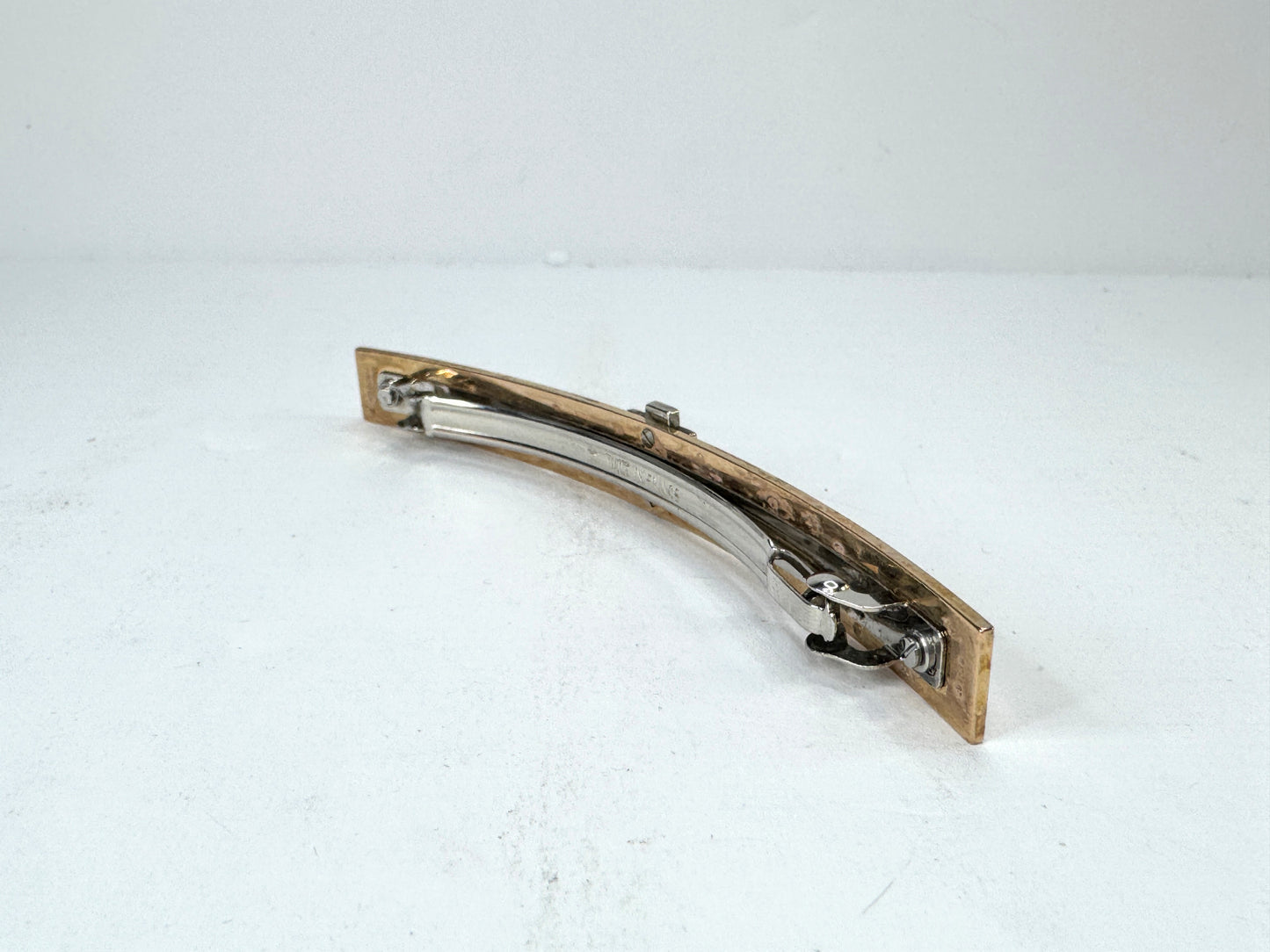 Hermès Irène GM Barrette Silvery Golden Metal Hair Clip Made in France GS872