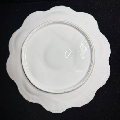 Antique French Porcelain Oyster Plate White Gold Six Wells Scalloped Rim A1133