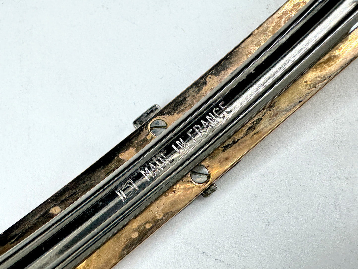 Hermès Irène GM Barrette Silvery Golden Metal Hair Clip Made in France GS872