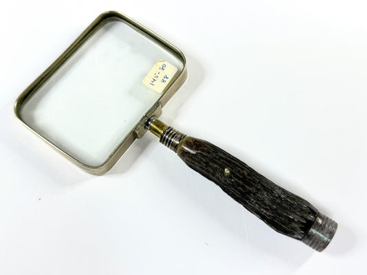 Antique English Sterling Silver and Horn Rectangular Magnifying Glass SS180