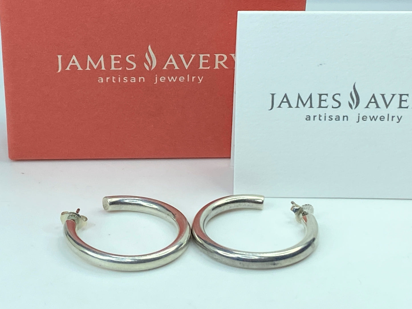 Retired James Avery Creole Hoop sterling 925 earrings 1 1/4" 8.9 grams JR651