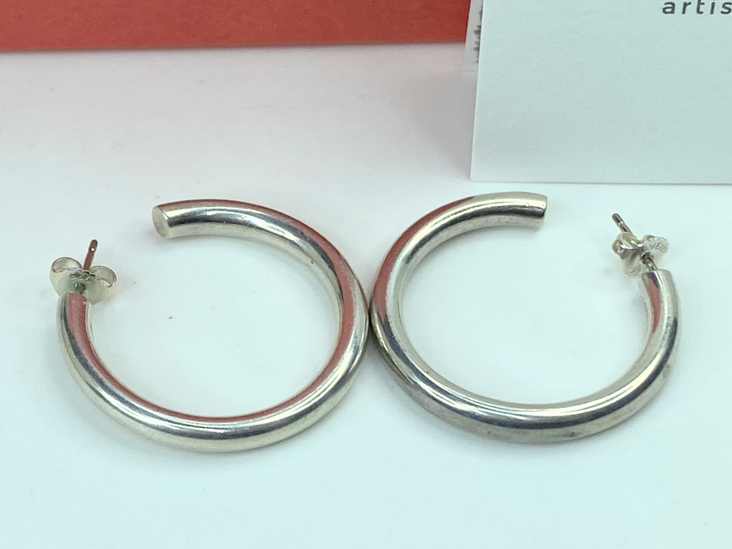 Retired James Avery Creole Hoop sterling 925 earrings 1 1/4" 8.9 grams JR651