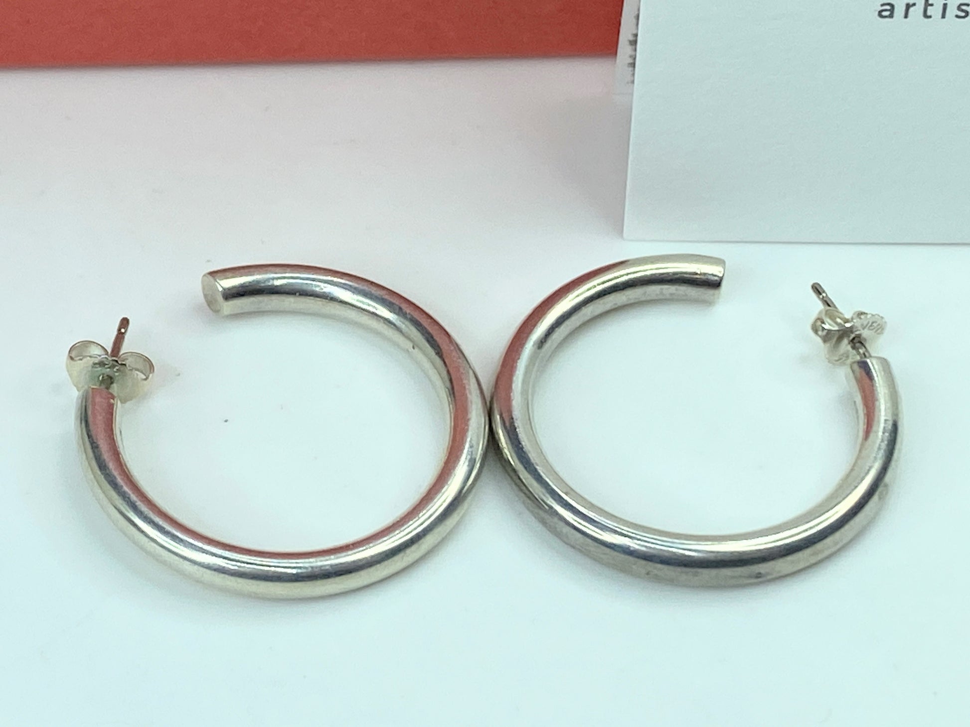 Retired James Avery Creole Hoop sterling 925 earrings 1 1/4" 8.9 grams JR651