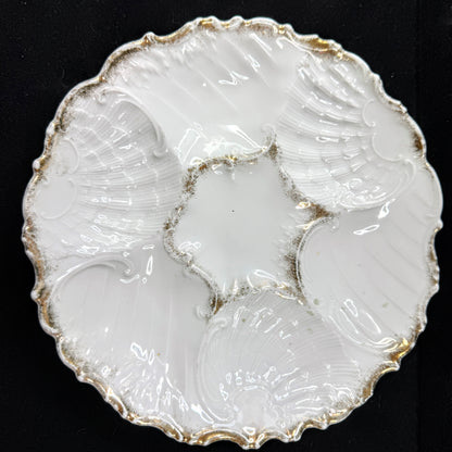 Fine Victorian White Gold Gilt Porcelain Oyster Plate Five Well Unmarked A1135