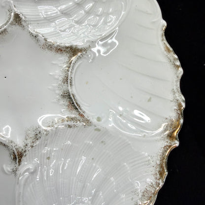 Fine Victorian White Gold Gilt Porcelain Oyster Plate Five Well Unmarked A1135