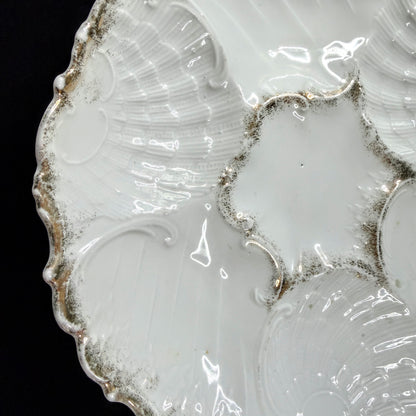 Fine Victorian White Gold Gilt Porcelain Oyster Plate Five Well Unmarked A1135