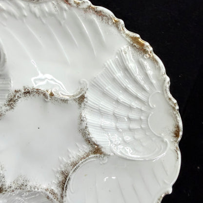 Fine Victorian White Gold Gilt Porcelain Oyster Plate Five Well Unmarked A1135