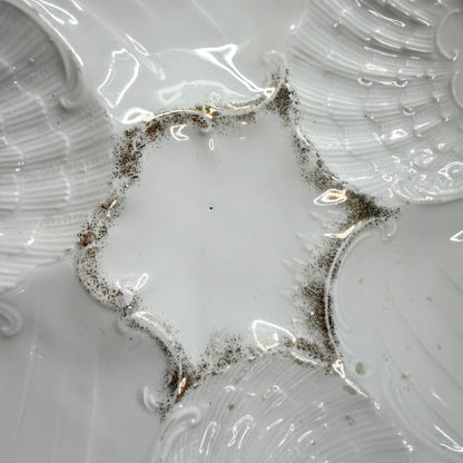 Fine Victorian White Gold Gilt Porcelain Oyster Plate Five Well Unmarked A1135