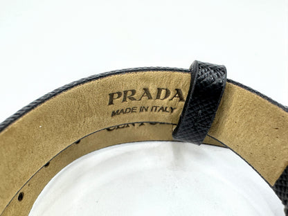 Vintage Prada Centurion Black Saffiano Leather Double Wrap Bracelet Unisex GS874