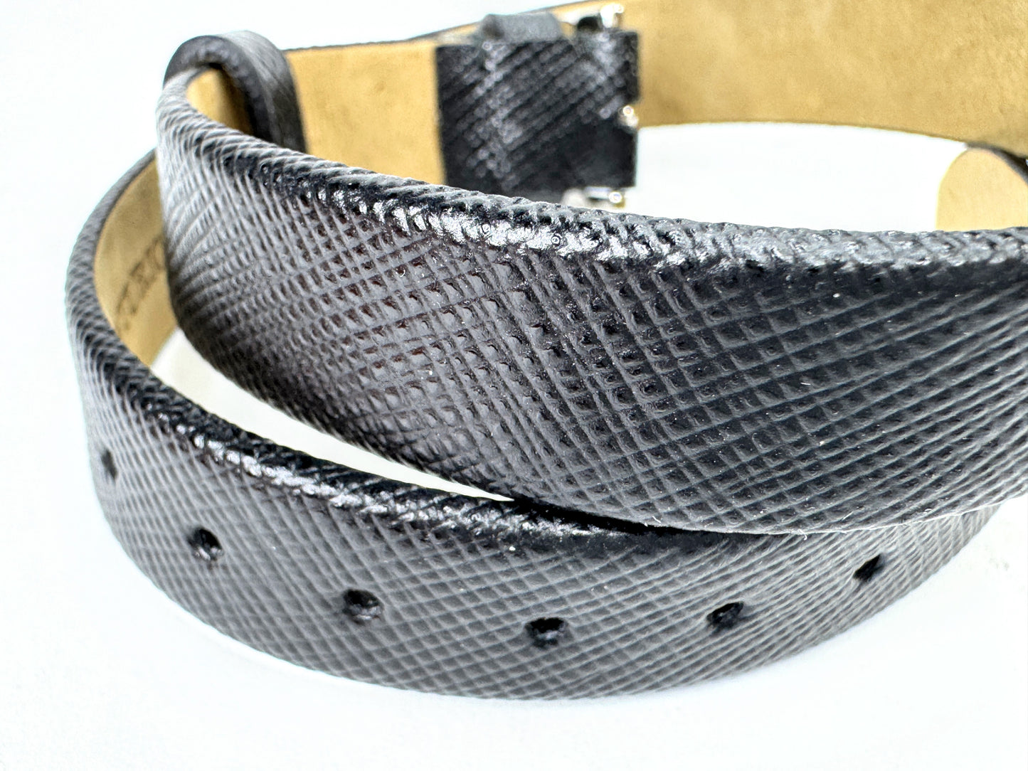 Vintage Prada Centurion Black Saffiano Leather Double Wrap Bracelet Unisex GS874