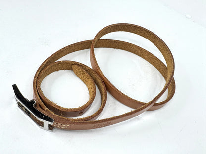 Vintage Hermès H Buckle Narrow Brown Leather Wrap Belt With Box 27" GS875