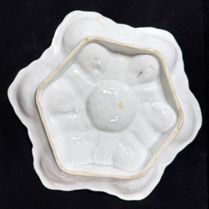 Antique French Majolica Pastel Pink Green Six-Well Oyster Plate Unmarked A1136