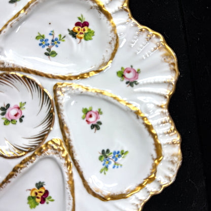 Exquisite Antique White Porcelain Five Well Oyster Plate Fine Collectible A1137