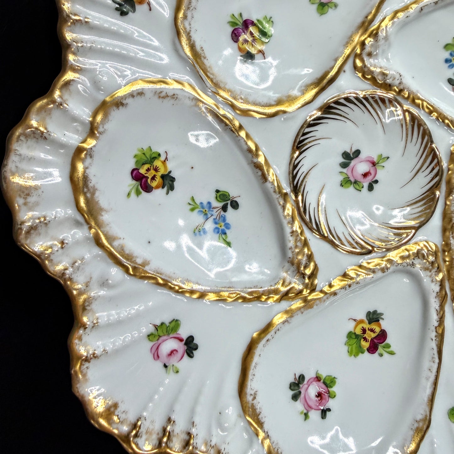 Exquisite Antique White Porcelain Five Well Oyster Plate Fine Collectible A1137