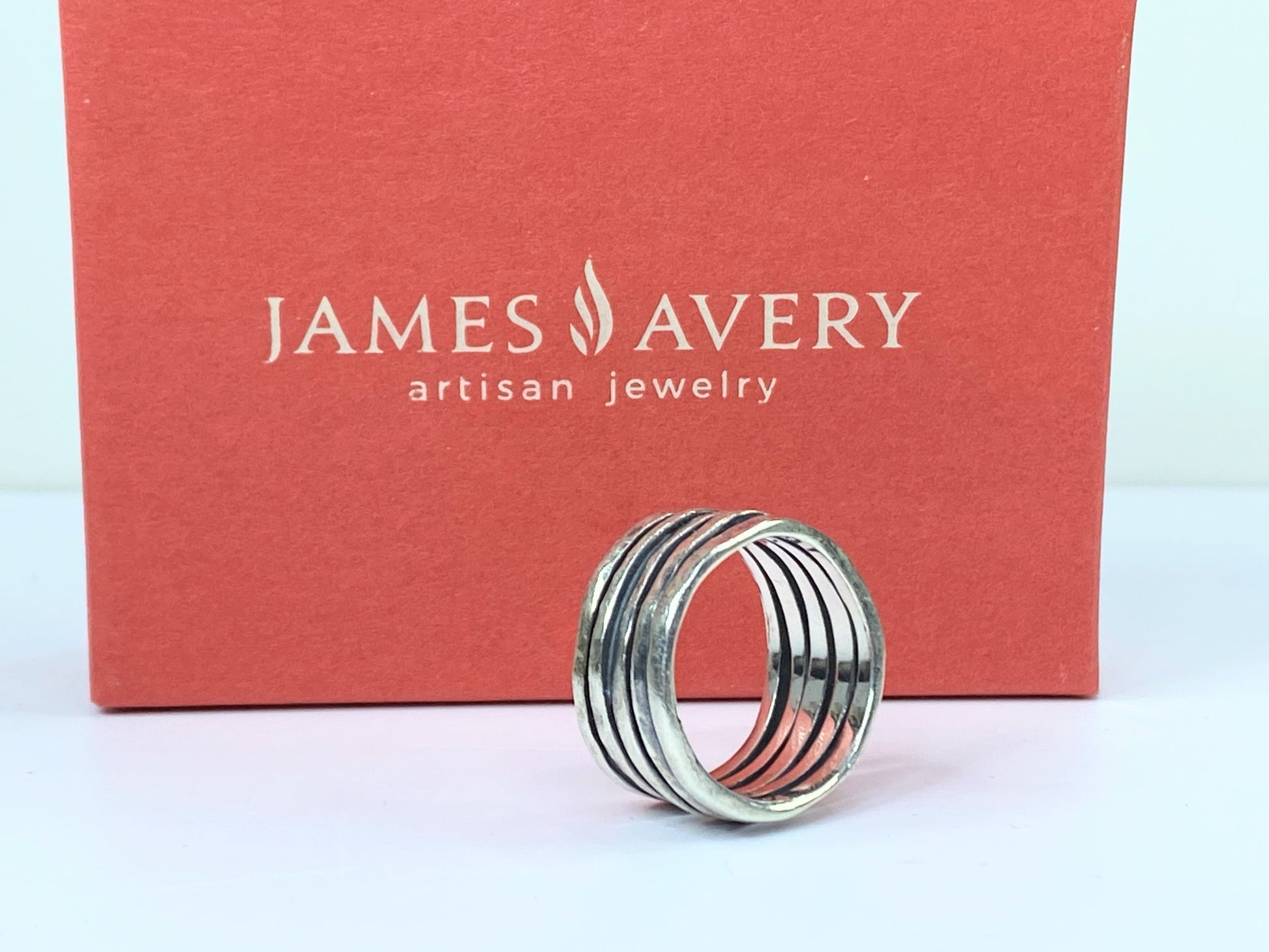 James Avery Sterling silver hand hammered multiple bands ring 7.4g s5.5 JR655