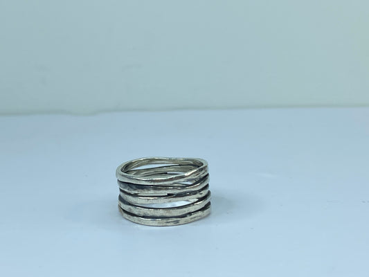 James Avery Sterling silver hand hammered multiple bands ring 7.4g s5.5 JR655