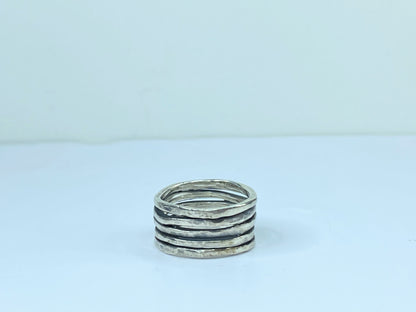 James Avery Sterling silver hand hammered multiple bands ring 7.4g s5.5 JR655