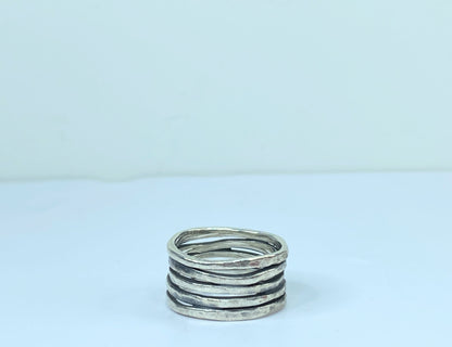 James Avery Sterling silver hand hammered multiple bands ring 7.4g s5.5 JR655