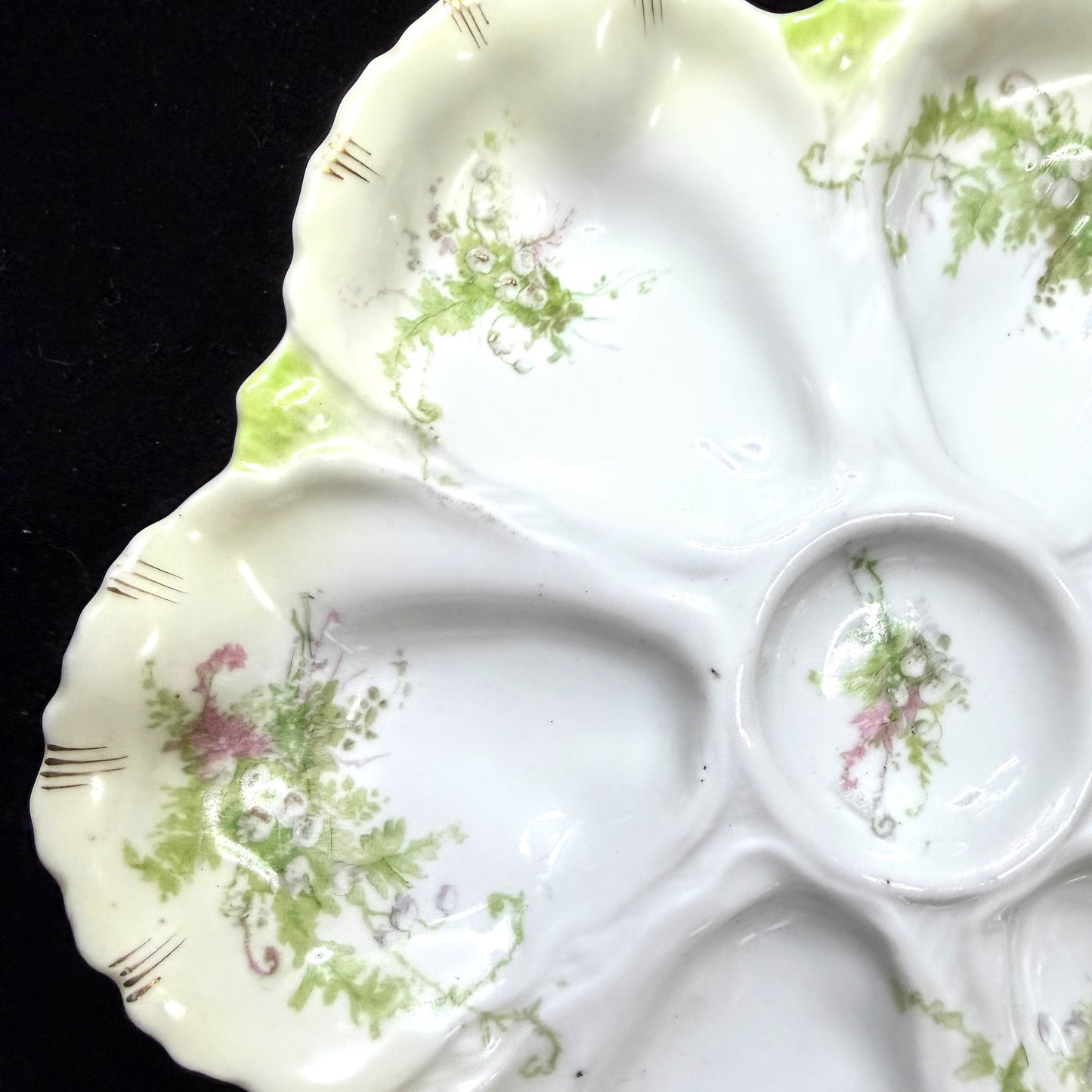 Vintage A. Lanternier Limoges Floral Porcelain Oyster Serving Plate France A1138