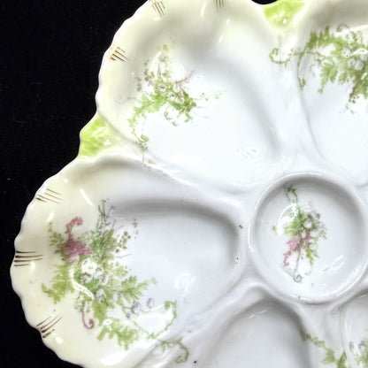 Vintage A. Lanternier Limoges Floral Porcelain Oyster Serving Plate France A1138