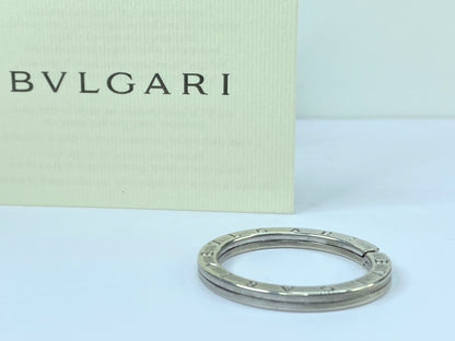 Bvlgari Double Logo Sterling Silver Keychain ring/Pendant Embossed Logo GS483