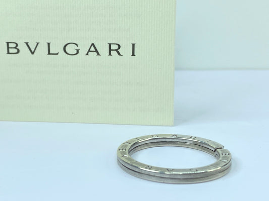 Bvlgari Double Logo Sterling Silver Keychain ring/Pendant Embossed Logo GS483