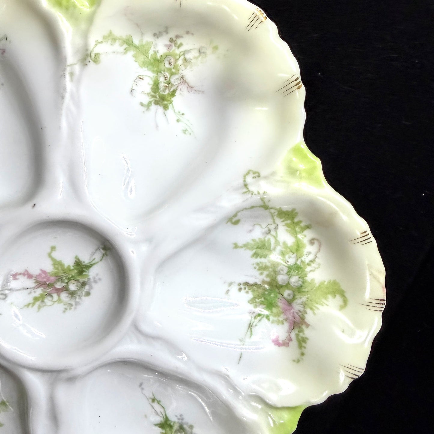 Vintage A. Lanternier Limoges Floral Porcelain Oyster Serving Plate France A1138