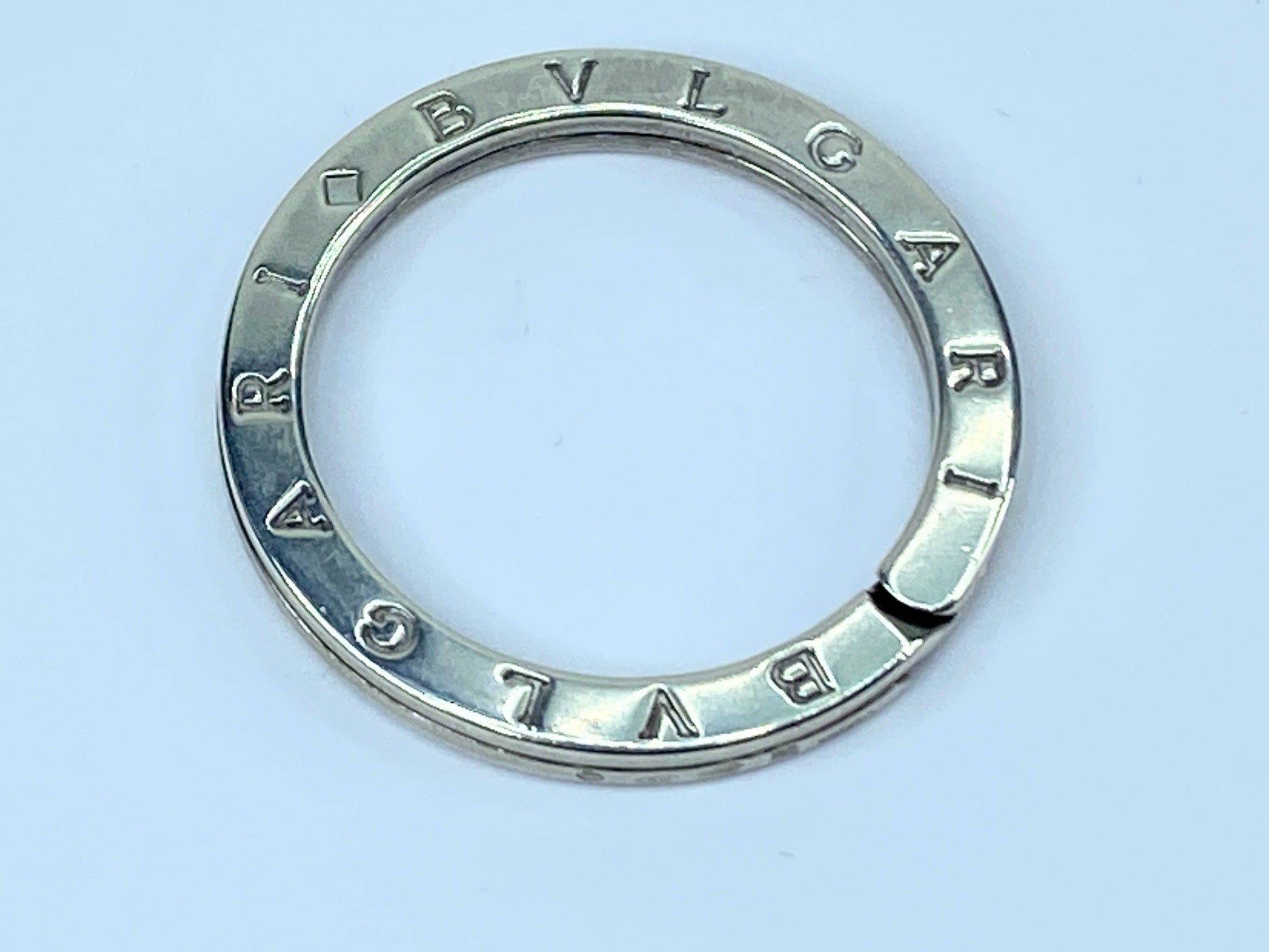 Bvlgari Double Logo Sterling Silver Keychain ring/Pendant Embossed Logo GS483