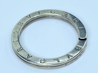 Bvlgari Double Logo Sterling Silver Keychain ring/Pendant Embossed Logo GS483