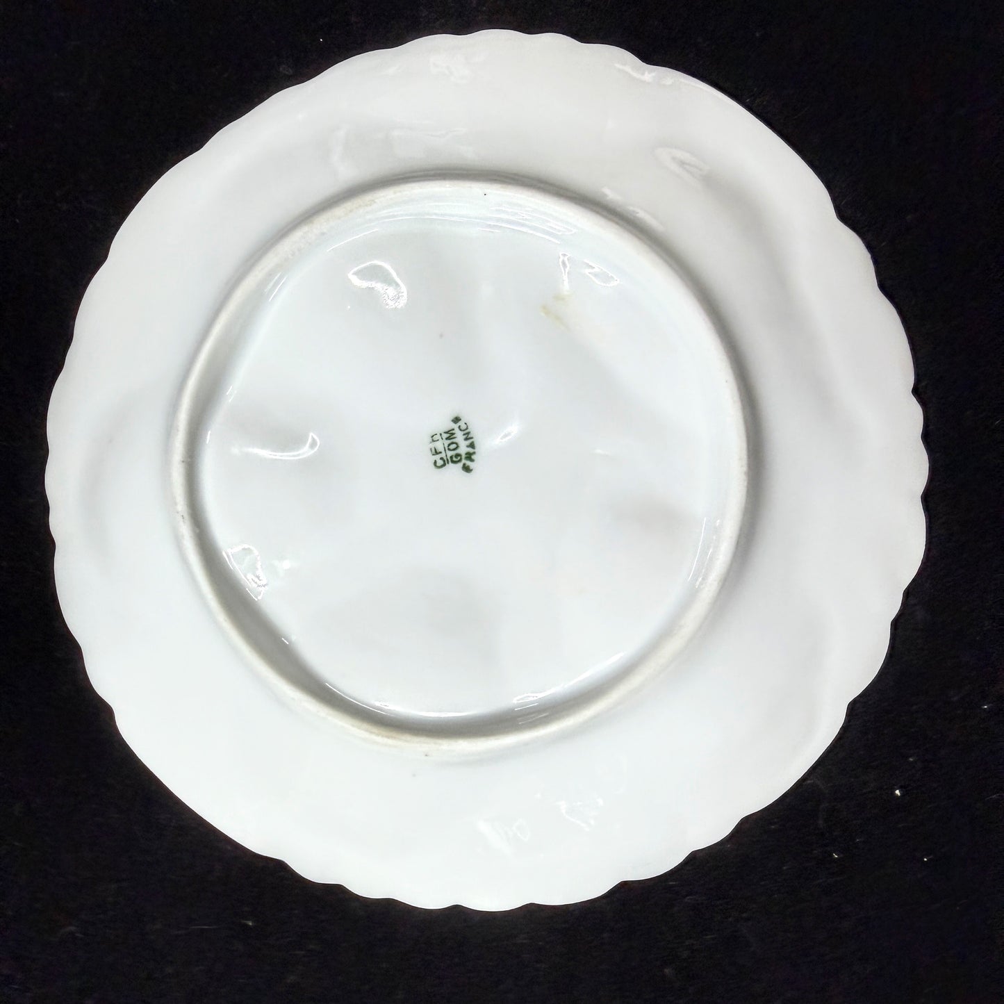 Antique GDA Limoges France Purple Violet Floral Scalloped Oyster Plate A1139