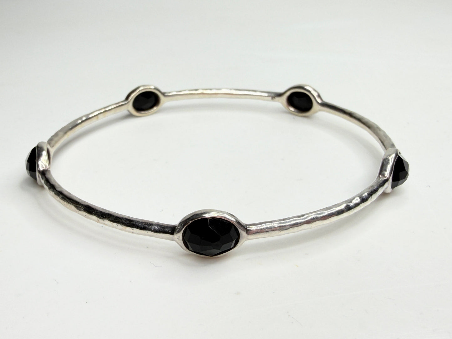 Ippolita Hammered Sterling Silver Black Onyx Bangle Bracelet JR1239