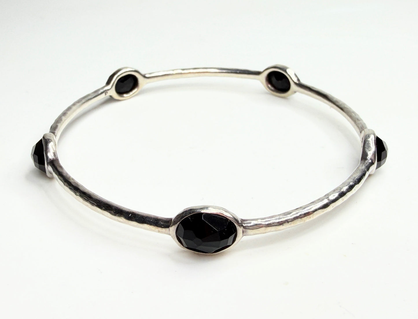 Ippolita Hammered Sterling Silver Black Onyx Bangle Bracelet JR1239