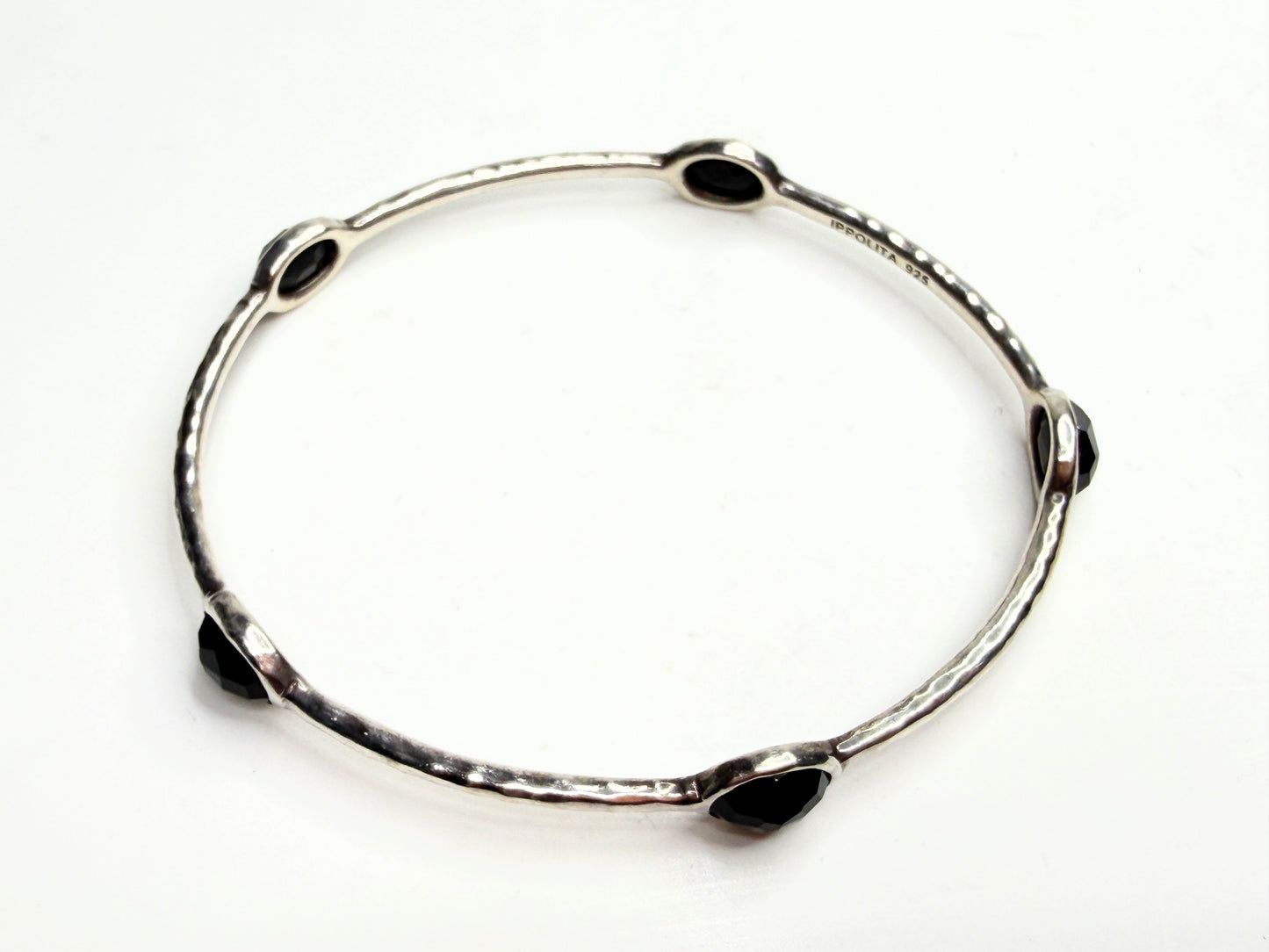 Ippolita Hammered Sterling Silver Black Onyx Bangle Bracelet JR1239