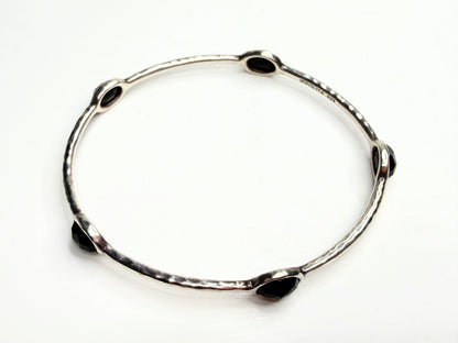 Ippolita Hammered Sterling Silver Black Onyx Bangle Bracelet JR1239