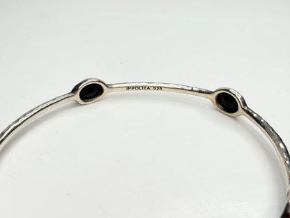 Ippolita Hammered Sterling Silver Black Onyx Bangle Bracelet JR1239