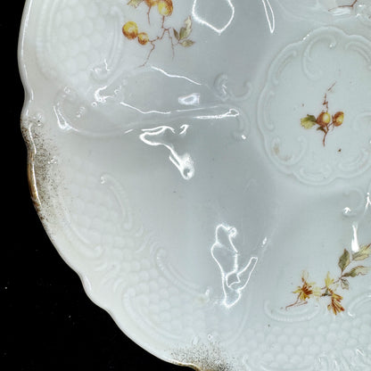 Antique Weimar Germany Fine Porcelain 5-Well Berry Oyster Plate Gold Trim A1164