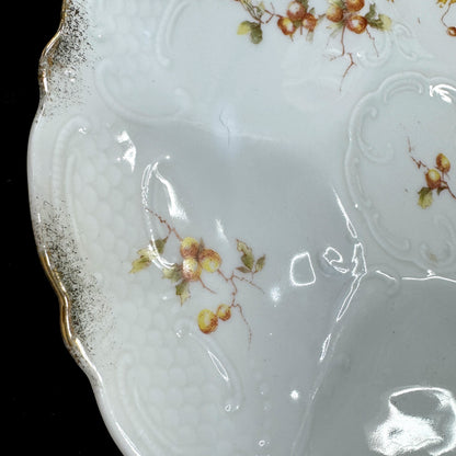 Antique Weimar Germany Fine Porcelain 5-Well Berry Oyster Plate Gold Trim A1164