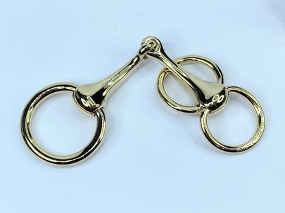HERMES Gold tone Horsebit Scarf triple Rings authentic GS480