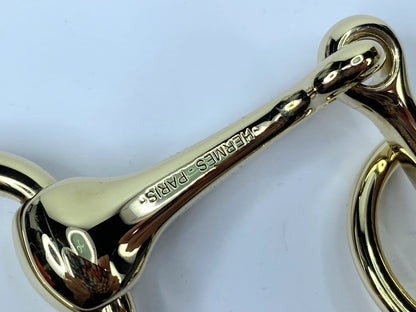 HERMES Gold tone Horsebit Scarf triple Rings authentic GS480