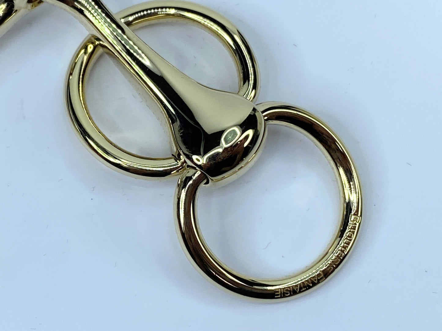 HERMES Gold tone Horsebit Scarf triple Rings authentic GS480
