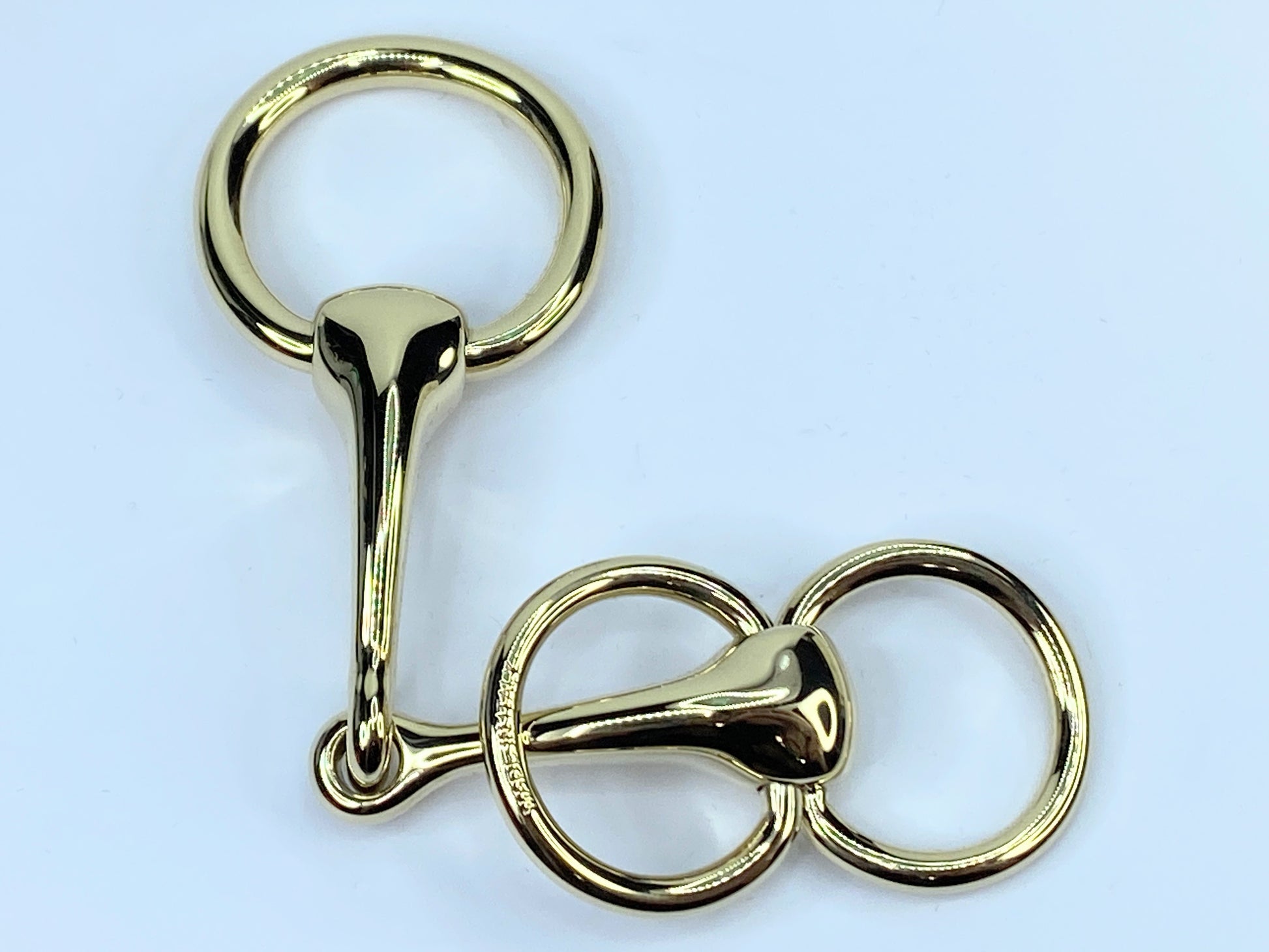HERMES Gold tone Horsebit Scarf triple Rings authentic GS480