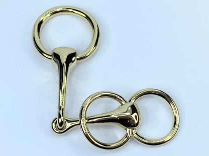HERMES Gold tone Horsebit Scarf triple Rings authentic GS480