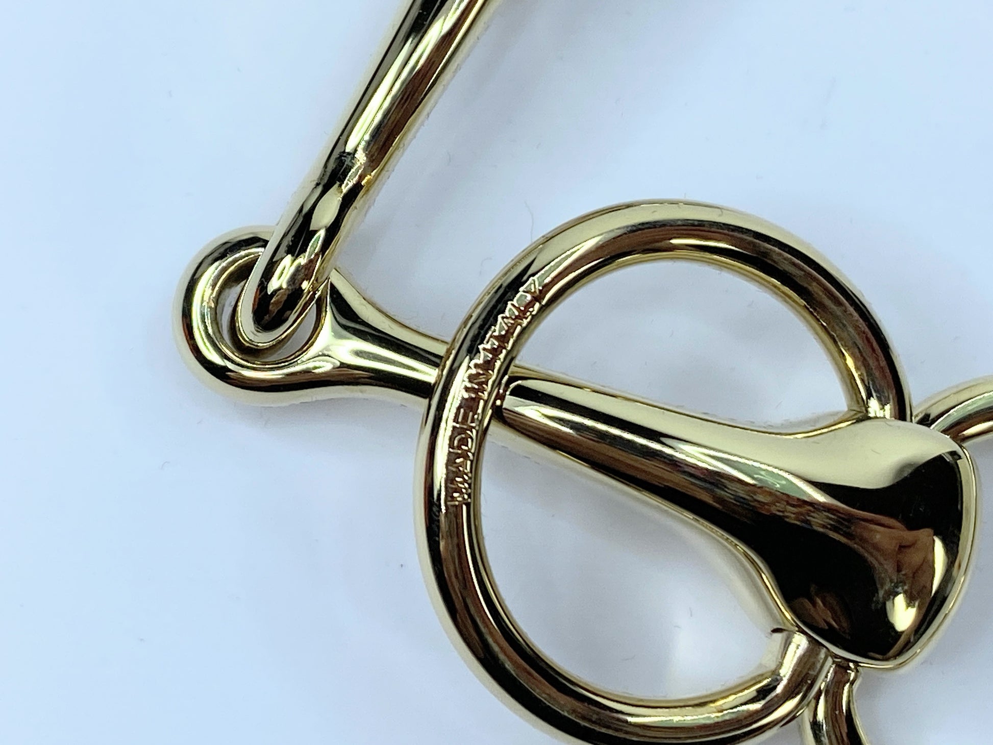 HERMES Gold tone Horsebit Scarf triple Rings authentic GS480