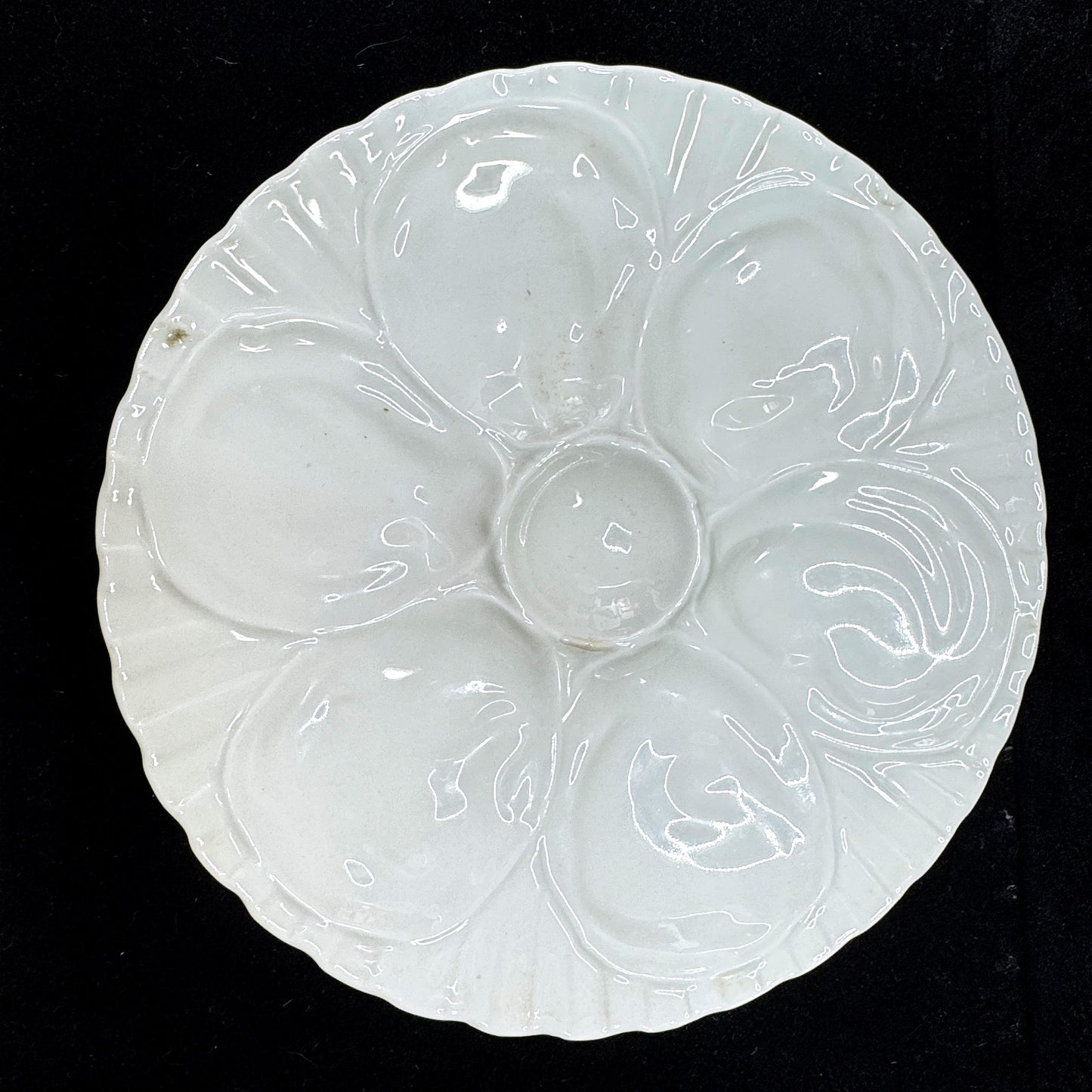 Antique Charles Pillivuyt & Co. Mehun France White Porcelain Oyster Plate A1165