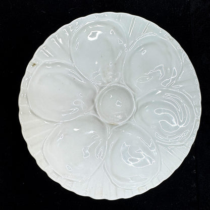 Antique Charles Pillivuyt & Co. Mehun France White Porcelain Oyster Plate A1165