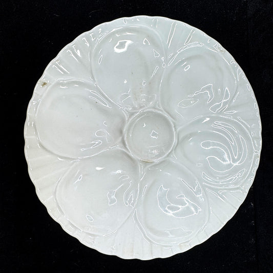 Antique Charles Pillivuyt & Co. Mehun France White Porcelain Oyster Plate A1165