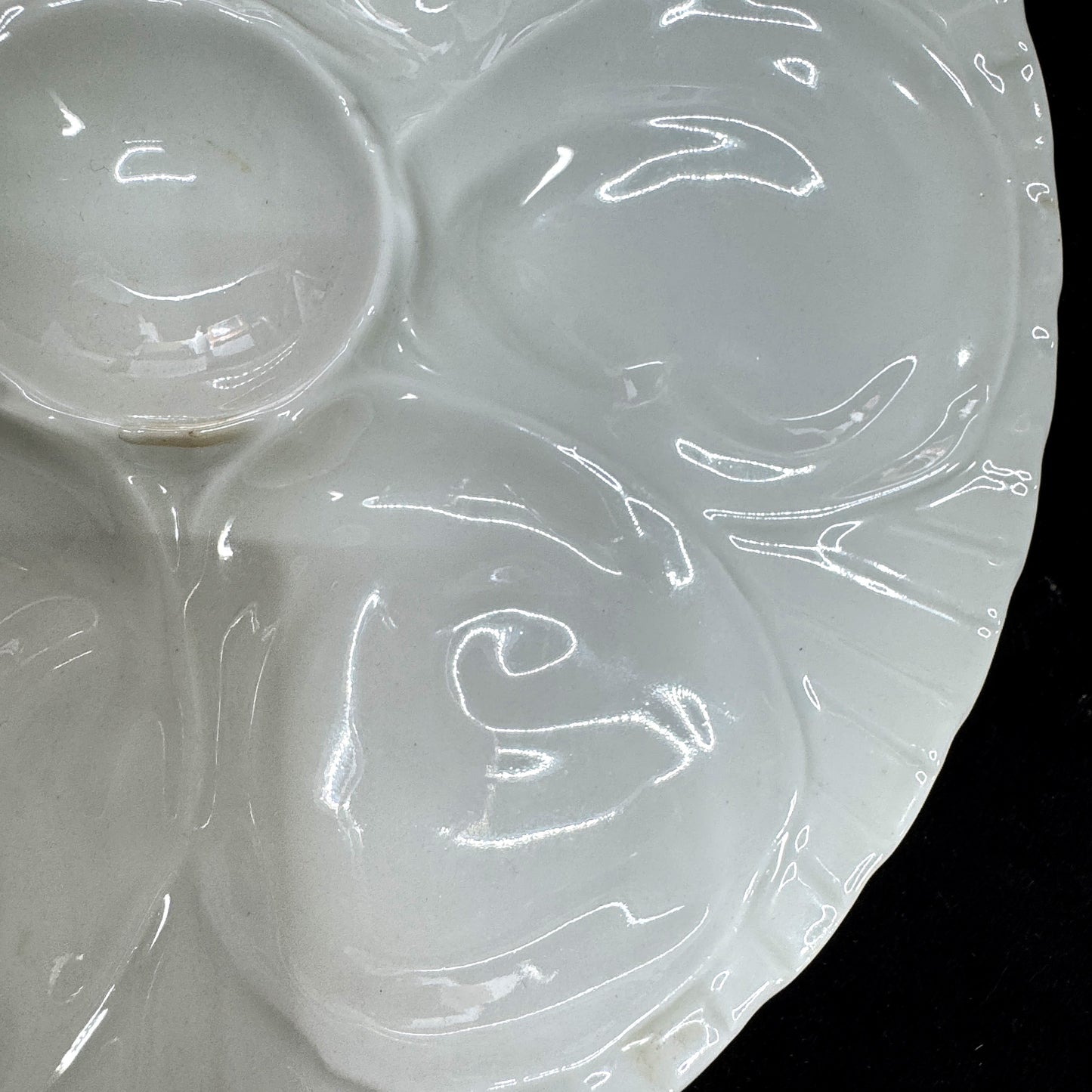 Antique Charles Pillivuyt & Co. Mehun France White Porcelain Oyster Plate A1165